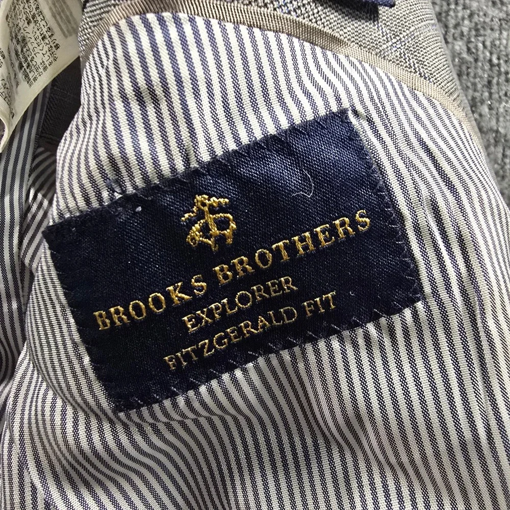Brooks Brothers Explorer Fitzgerald Fit Blazer 43R Gray Glen Plaid Sport Coat